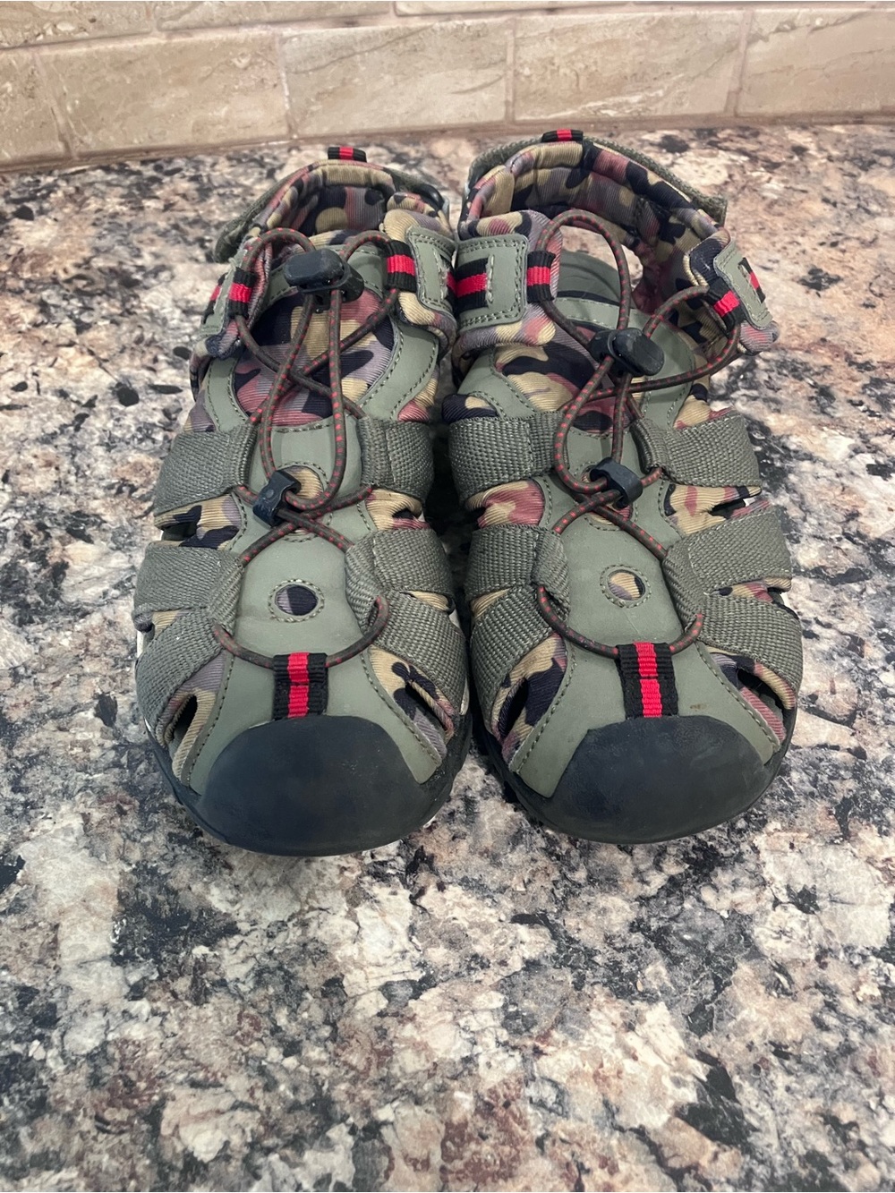 Lands' End Olive Green Camo Kids Outdoor Sandals